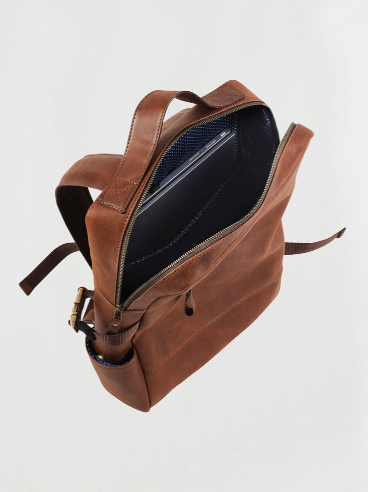 ENAT Genuine store Leather Backpack Made In Ethiopia Cognac ~