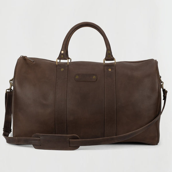 Brown leather weekend outlet bag